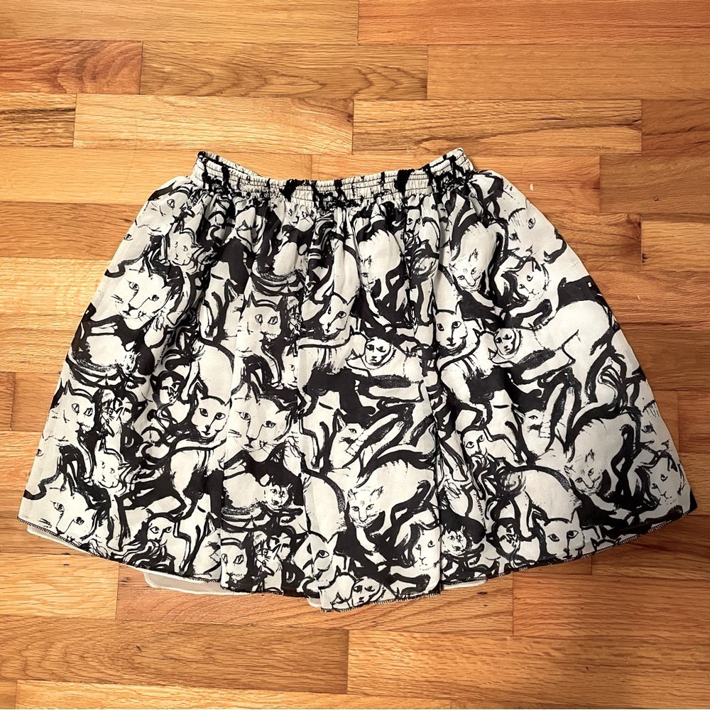 AMERICAN APPAREL | Cat Print Chiffon Mini Skirt